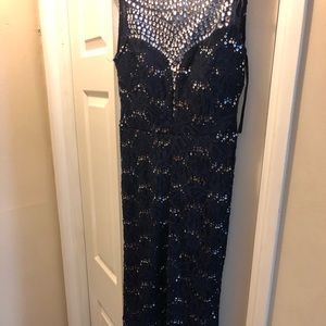 Dress navy blue with sequence